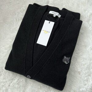 NWT - Maison Kitsune Bold Fox Head Men's Cardigan - Black🦊